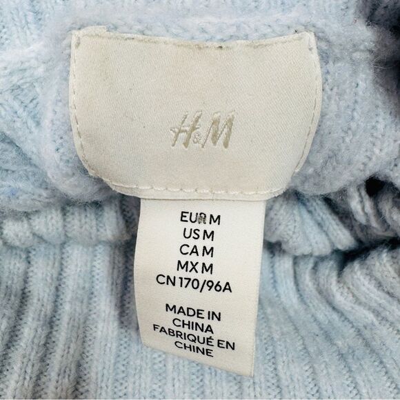 H&M Oversized Ribbed Cowl Neck Sweater Powder Blue Medium - Picture 9 of 12